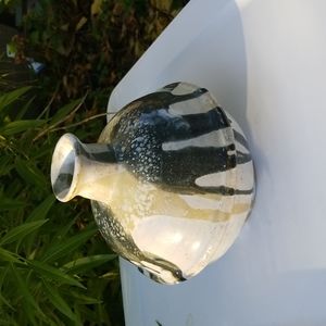 1970s Studio Pottery Vessel Vase signed Patti Dunes '74 neutral drip